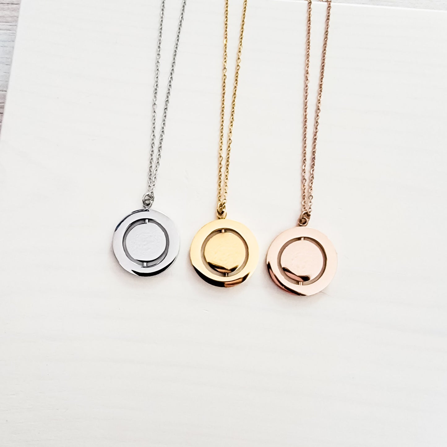 Rotating Circle Necklace (Silver, 14k Gold, or Rose Gold), 1 Total, Metal Blank #9