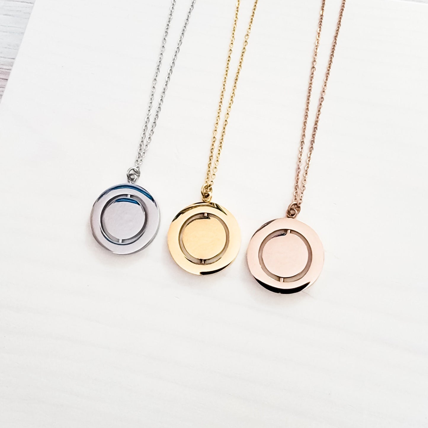 Rotating Circle Necklace (Silver, 14k Gold, or Rose Gold), 1 Total, Metal Blank #9