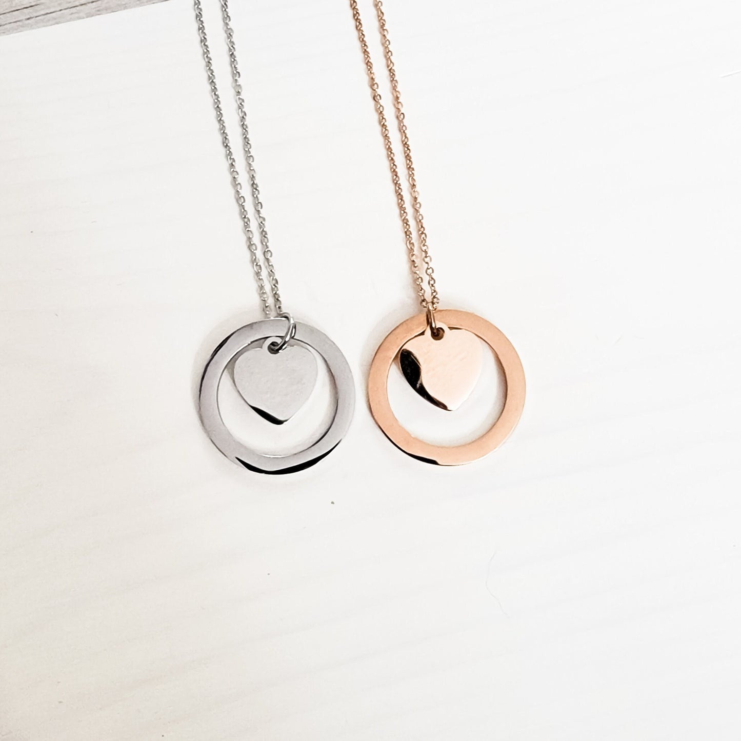 Encircled Heart Necklace (Silver or Gold), 1 Total, Metal Blank #25