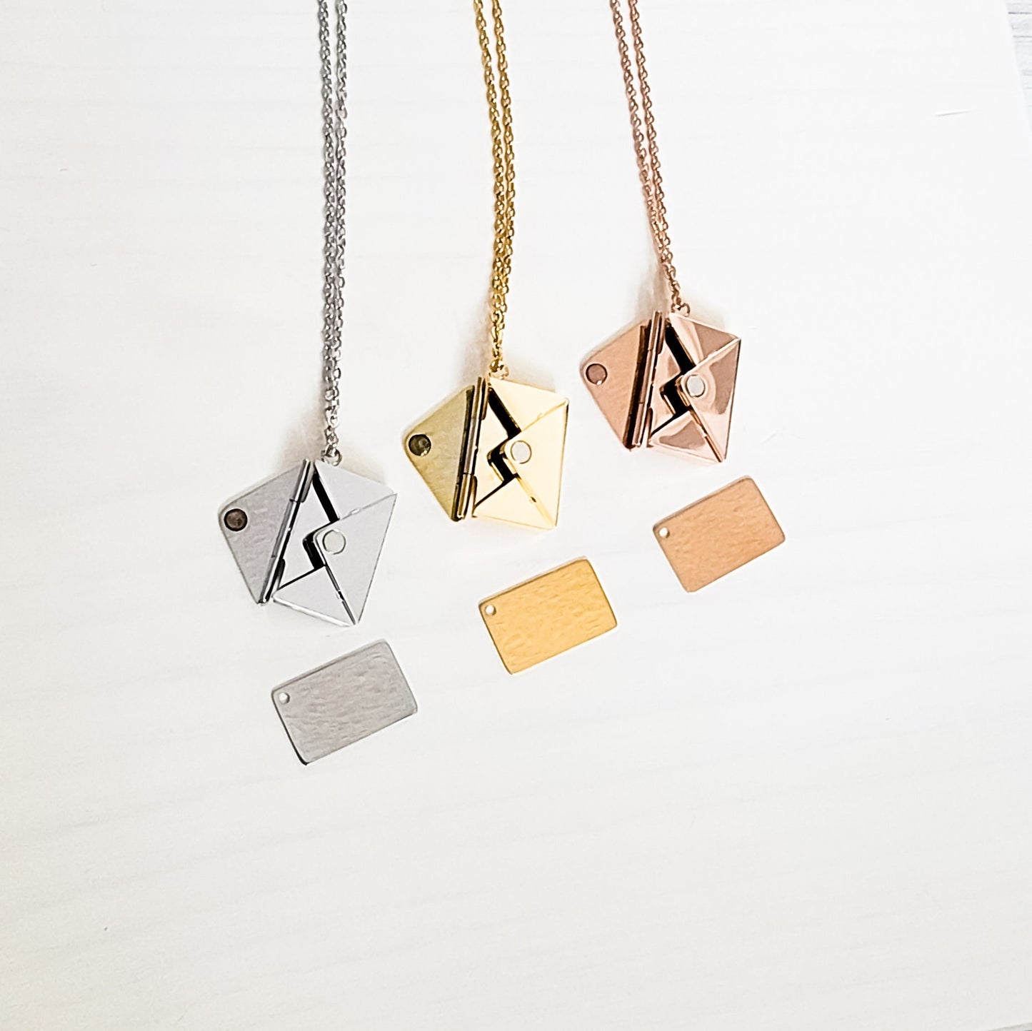 Secret Letter Necklace (Silver, Gold, Rose Gold, or Black) and Optional Extra Letters, 1 Total, Metal Blank #26
