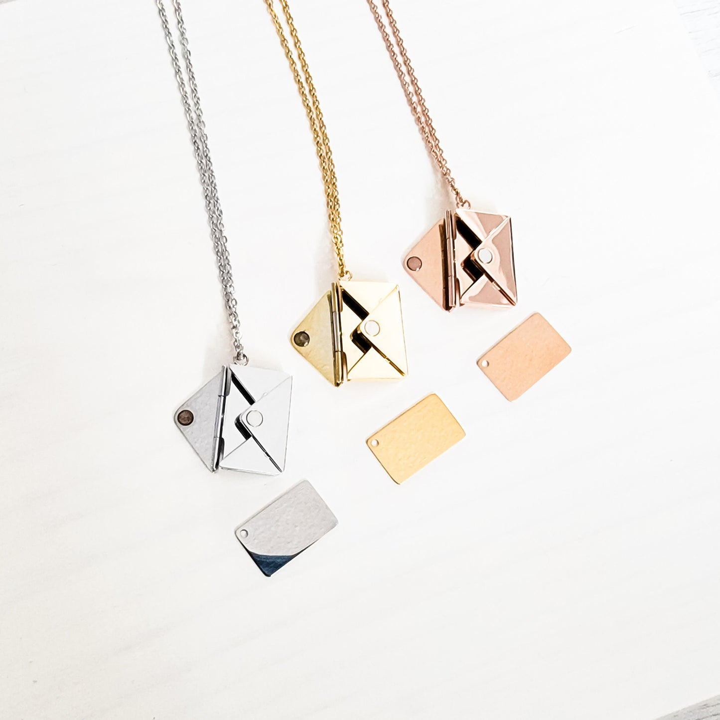 Secret Letter Necklace (Silver, Gold, Rose Gold, or Black) and Optional Extra Letters, 1 Total, Metal Blank #26