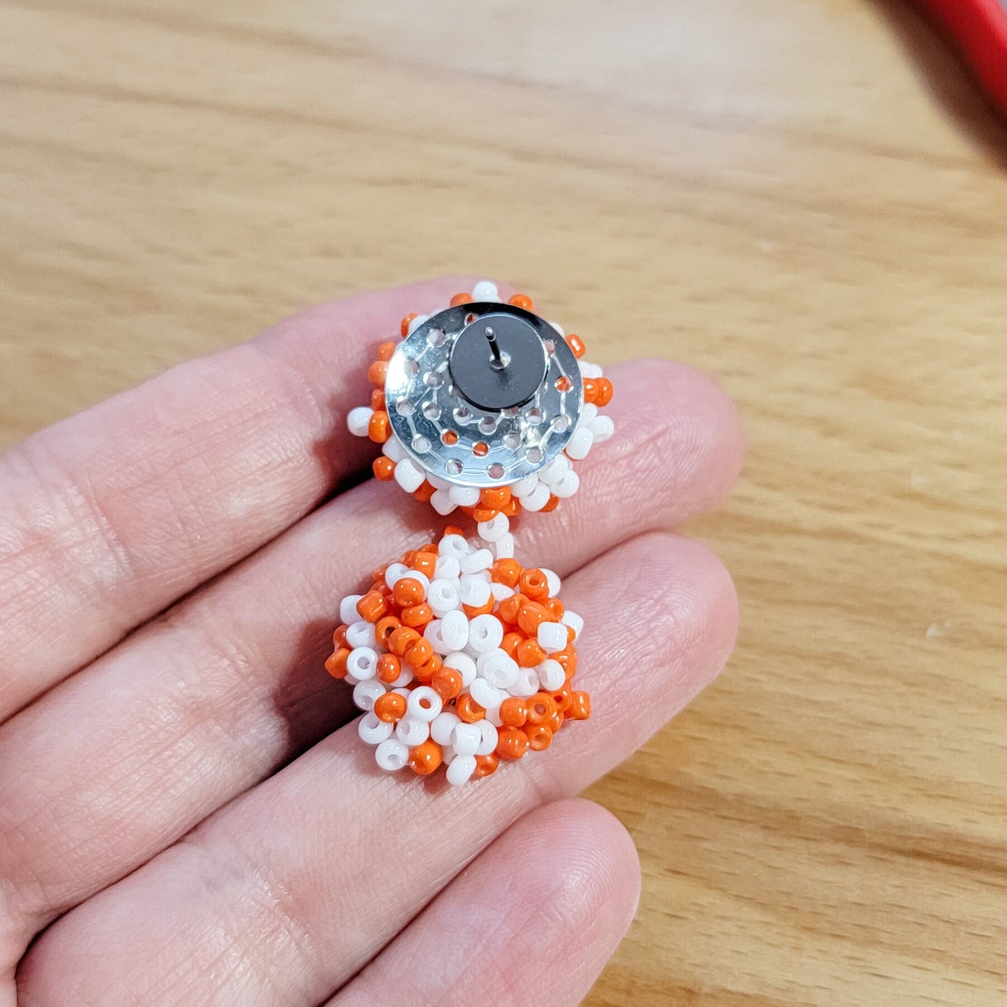 Light Orange and White Mix 15mm Small Seed Bead Topper, 1 Pair