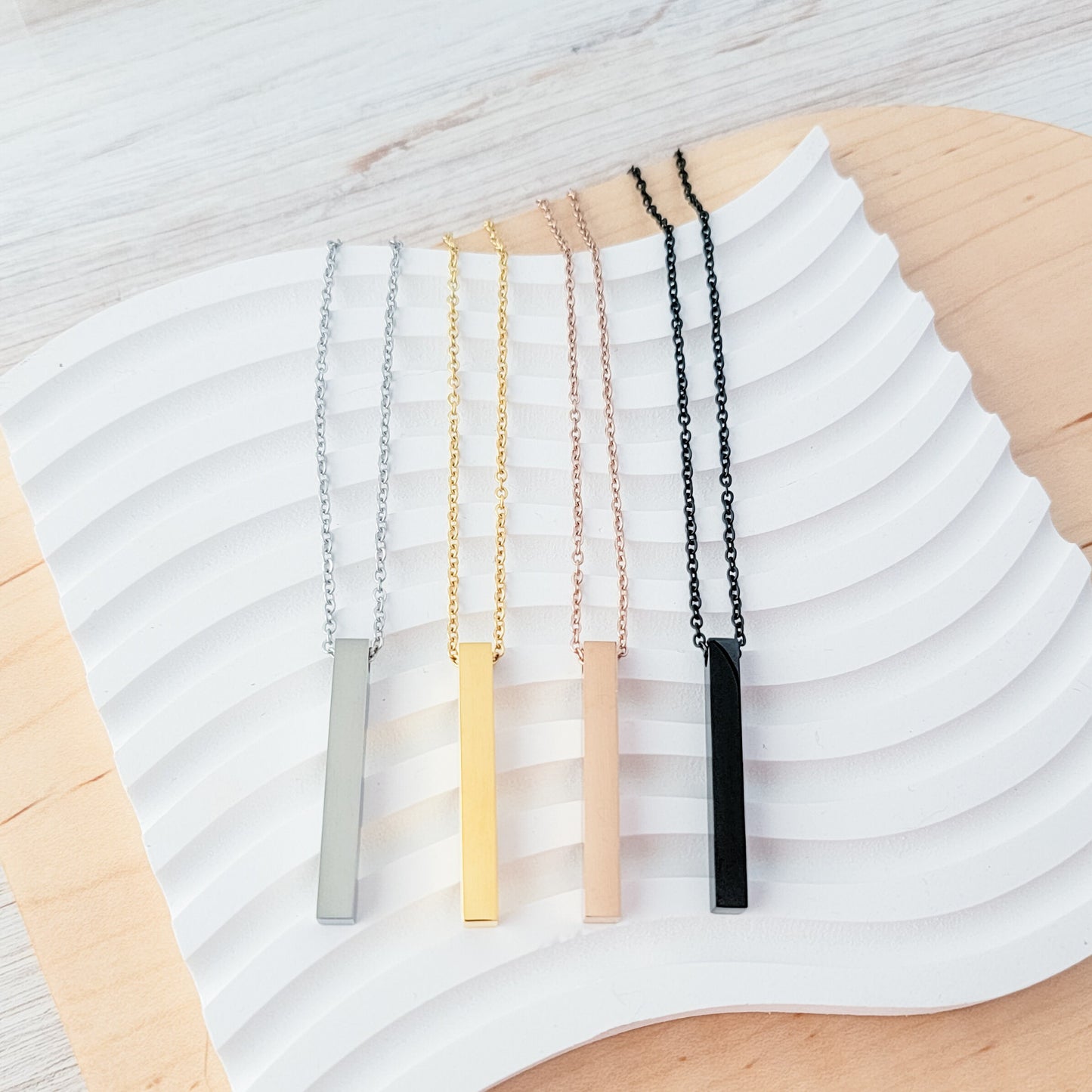 Vertical Bar Necklace (Silver, 14k Gold, Rose Gold, or Black), 1 Total, Metal Blank #5