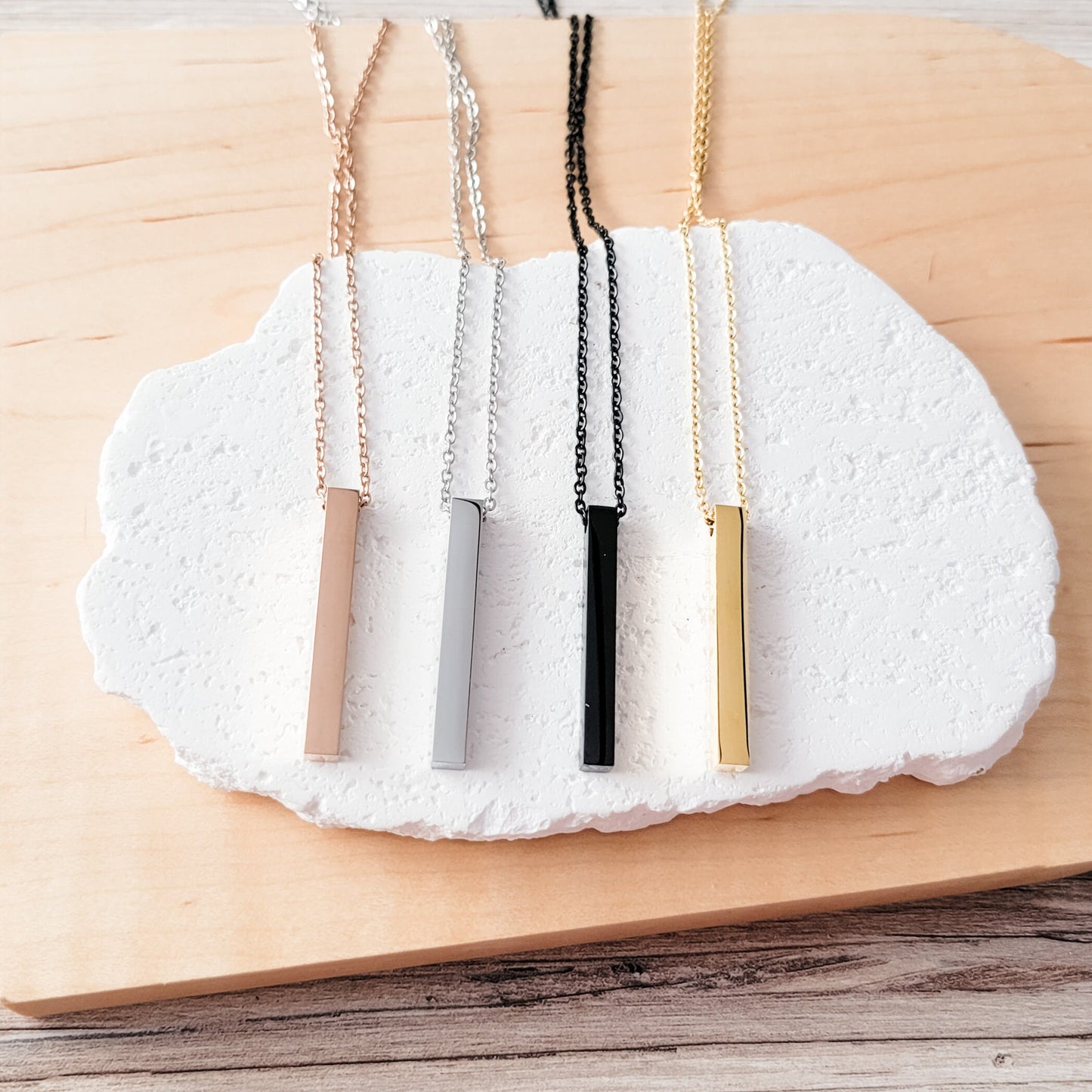Vertical Bar Necklace (Silver, 14k Gold, Rose Gold, or Black), 1 Total, Metal Blank #5