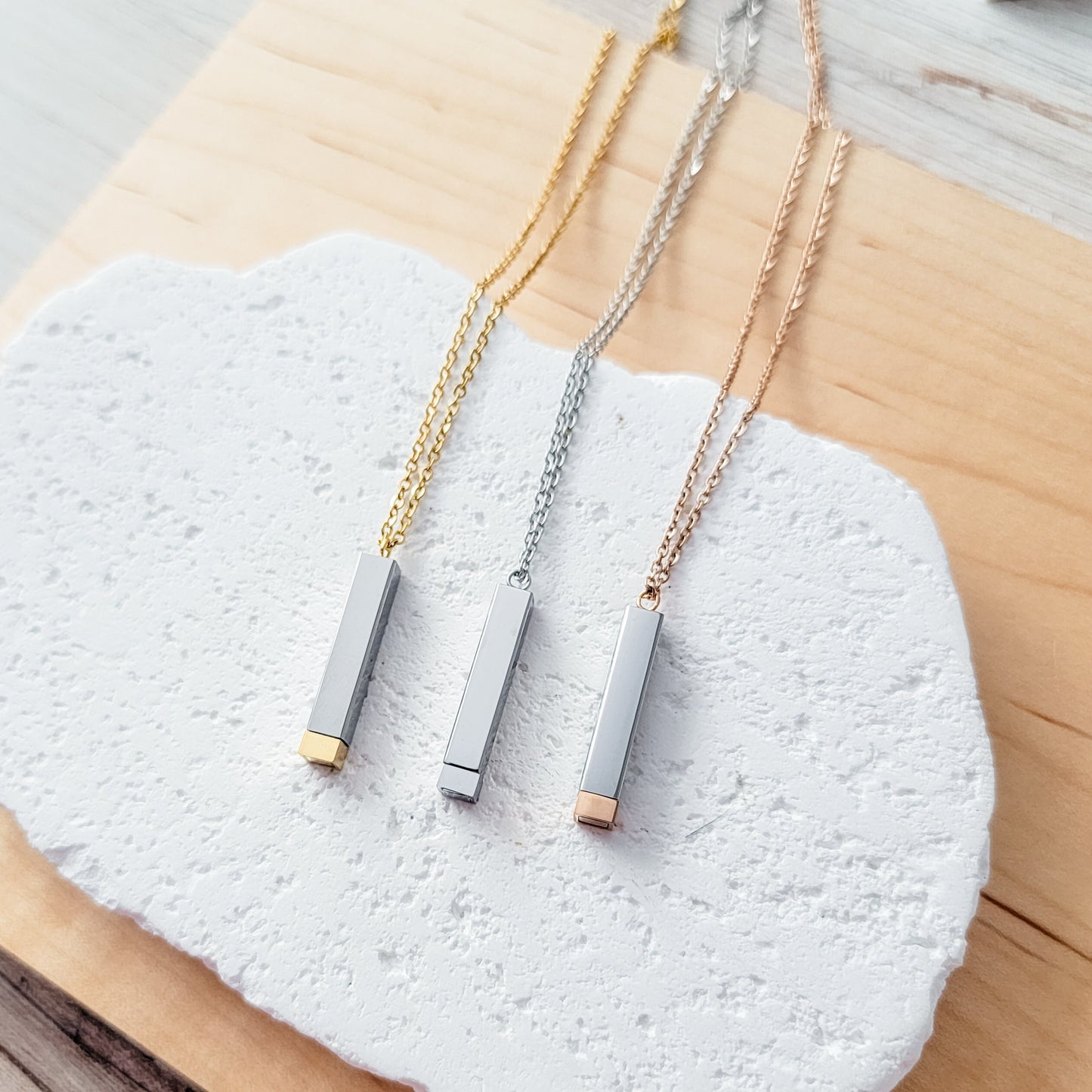 Hidden Message Bar Necklace (Gold/Silver, Silver/Silver, Rose Gold/Silver, or Black/Silver), 1 Total, Metal Blank #4