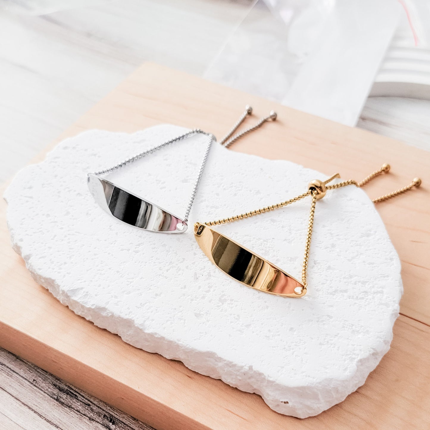 Oblong Bar Bracelet (Silver or Gold), 1 Total, Metal Blank #14