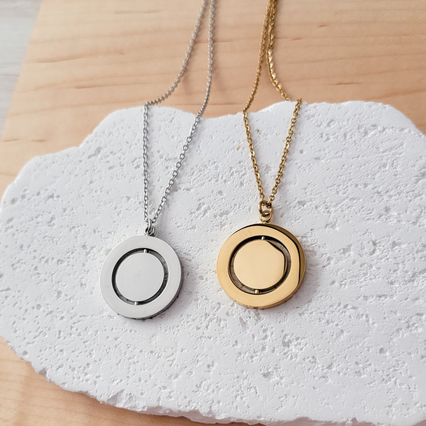 Rotating Circle Necklace (Silver, 14k Gold, or Rose Gold), 1 Total, Metal Blank #9