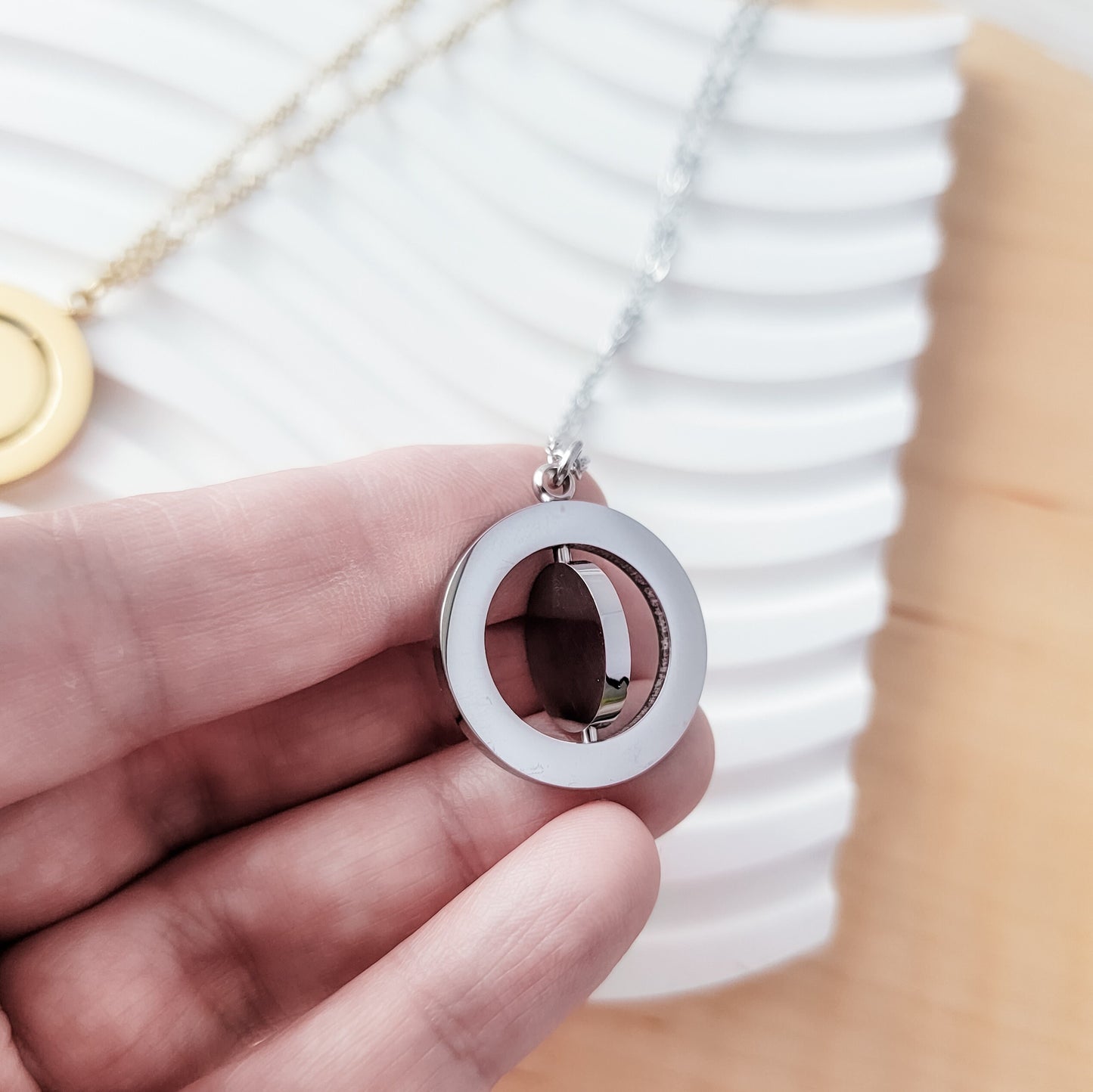 Rotating Circle Necklace (Silver, 14k Gold, or Rose Gold), 1 Total, Metal Blank #9