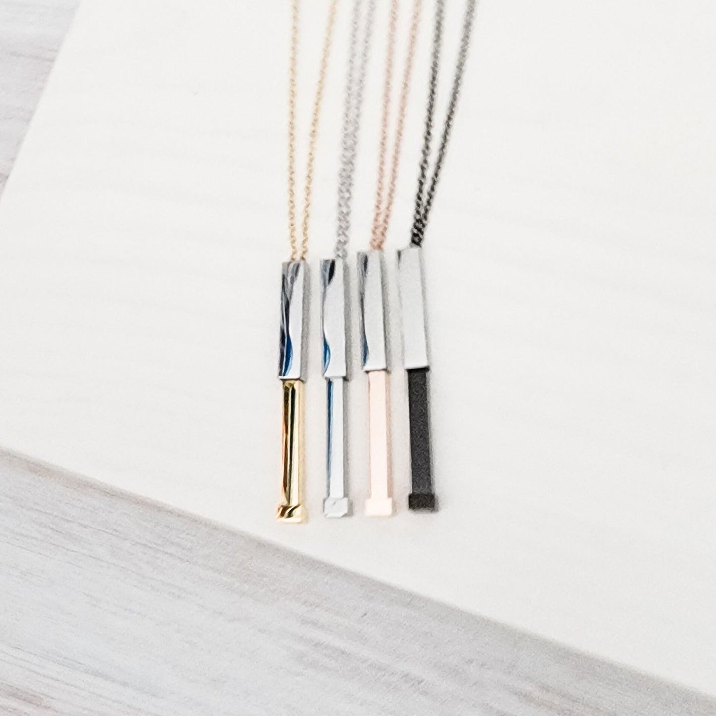 Hidden Message Bar Necklace (Gold/Silver, Silver/Silver, Rose Gold/Silver, or Black/Silver), 1 Total, Metal Blank #4