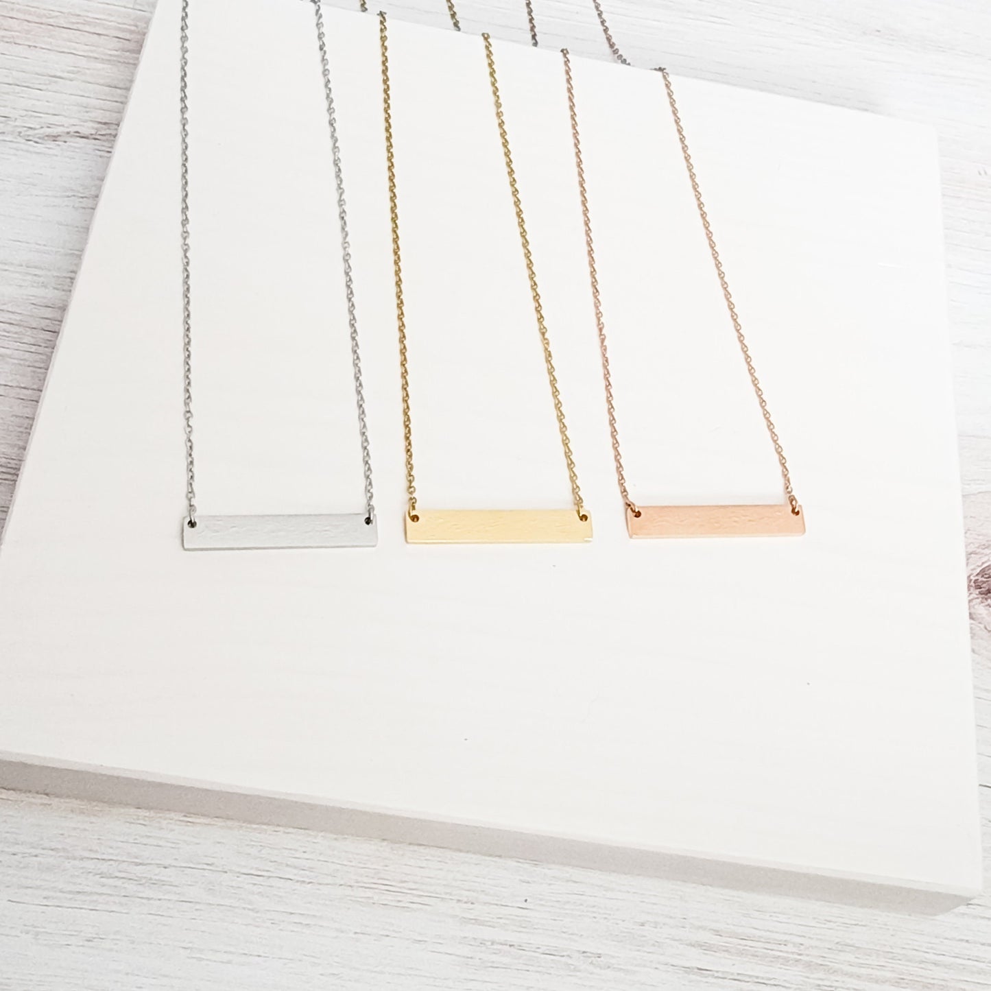 Medium Horizontal Bar Necklace (Silver, Gold, or Rose Gold), 1 Total, Metal Blank #29