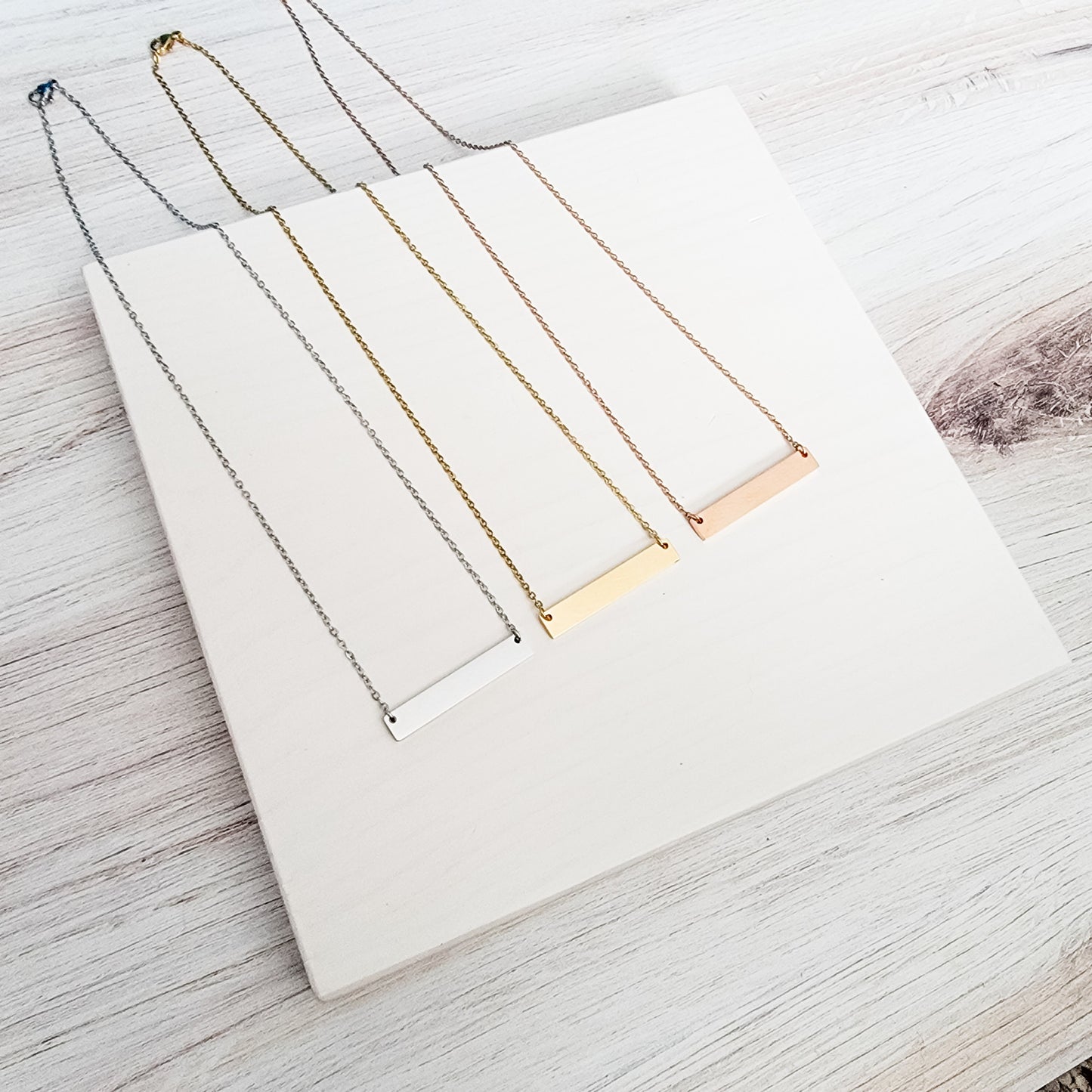 Medium Horizontal Bar Necklace (Silver, Gold, or Rose Gold), 1 Total, Metal Blank #29
