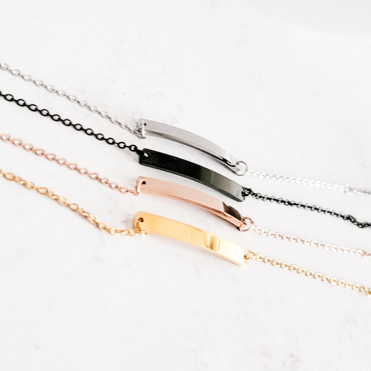 Horizontal Bar Cable Chain Bracelet (Silver, Gold, Rose Gold, or Black), 1 Total, Metal Blank #31