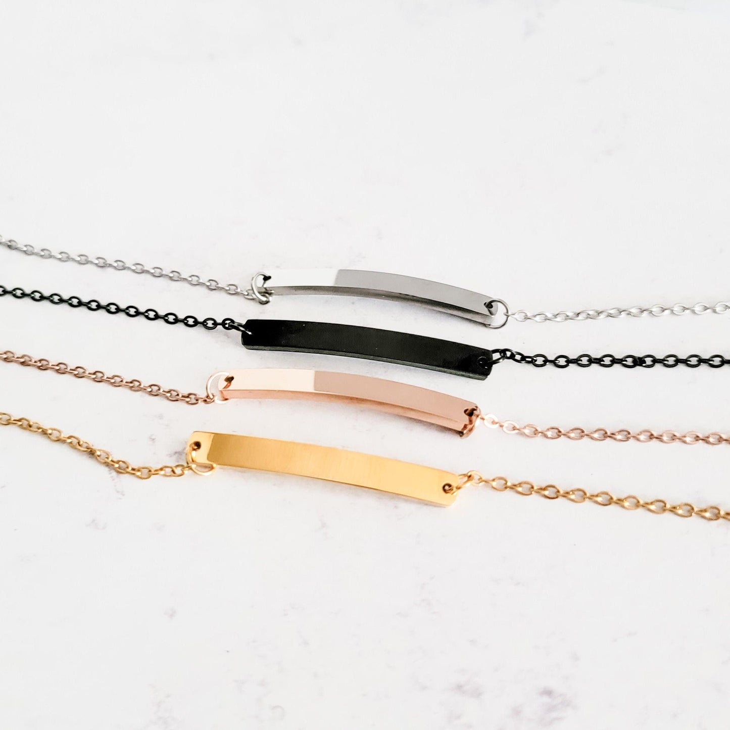 Horizontal Bar Cable Chain Bracelet (Silver, Gold, Rose Gold, or Black), 1 Total, Metal Blank #31