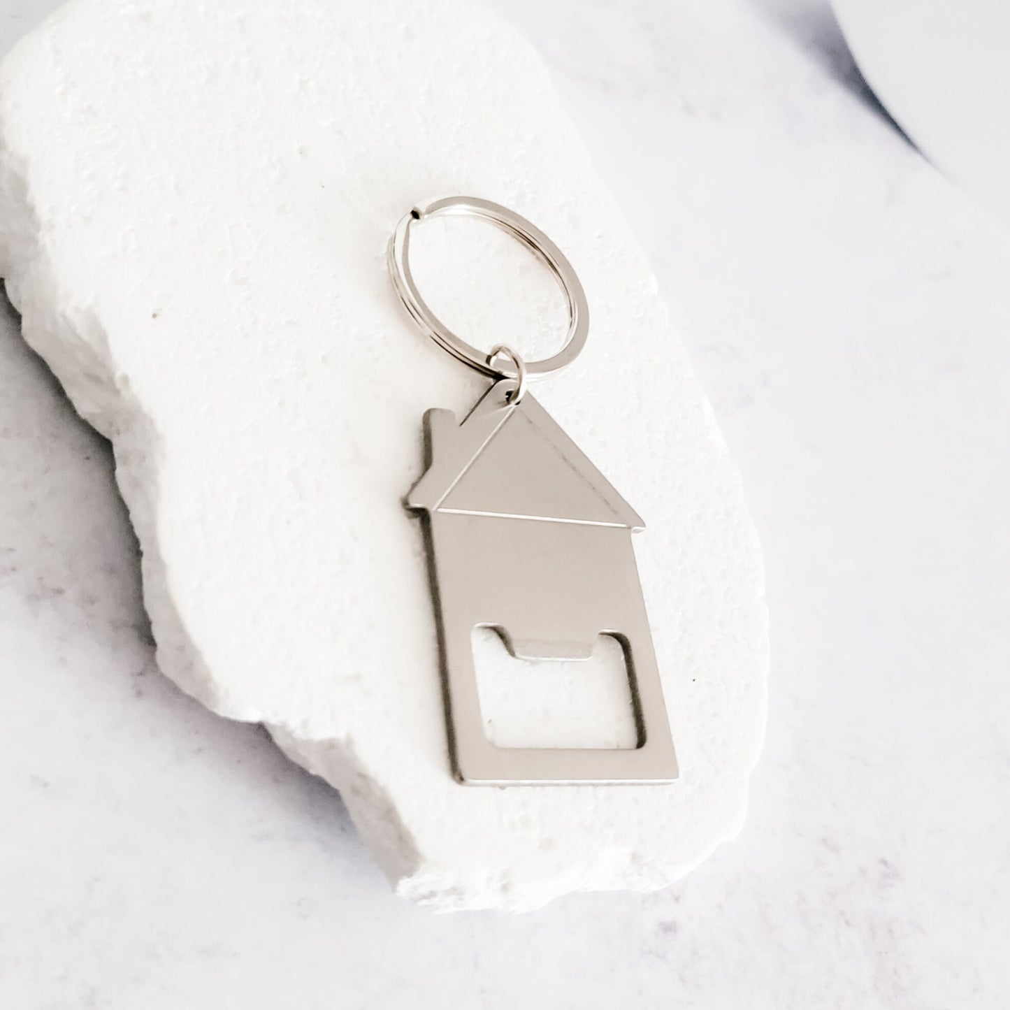 House Bottle Opener Keychain (Silver), 1 Piece Total, Metal Blank #34