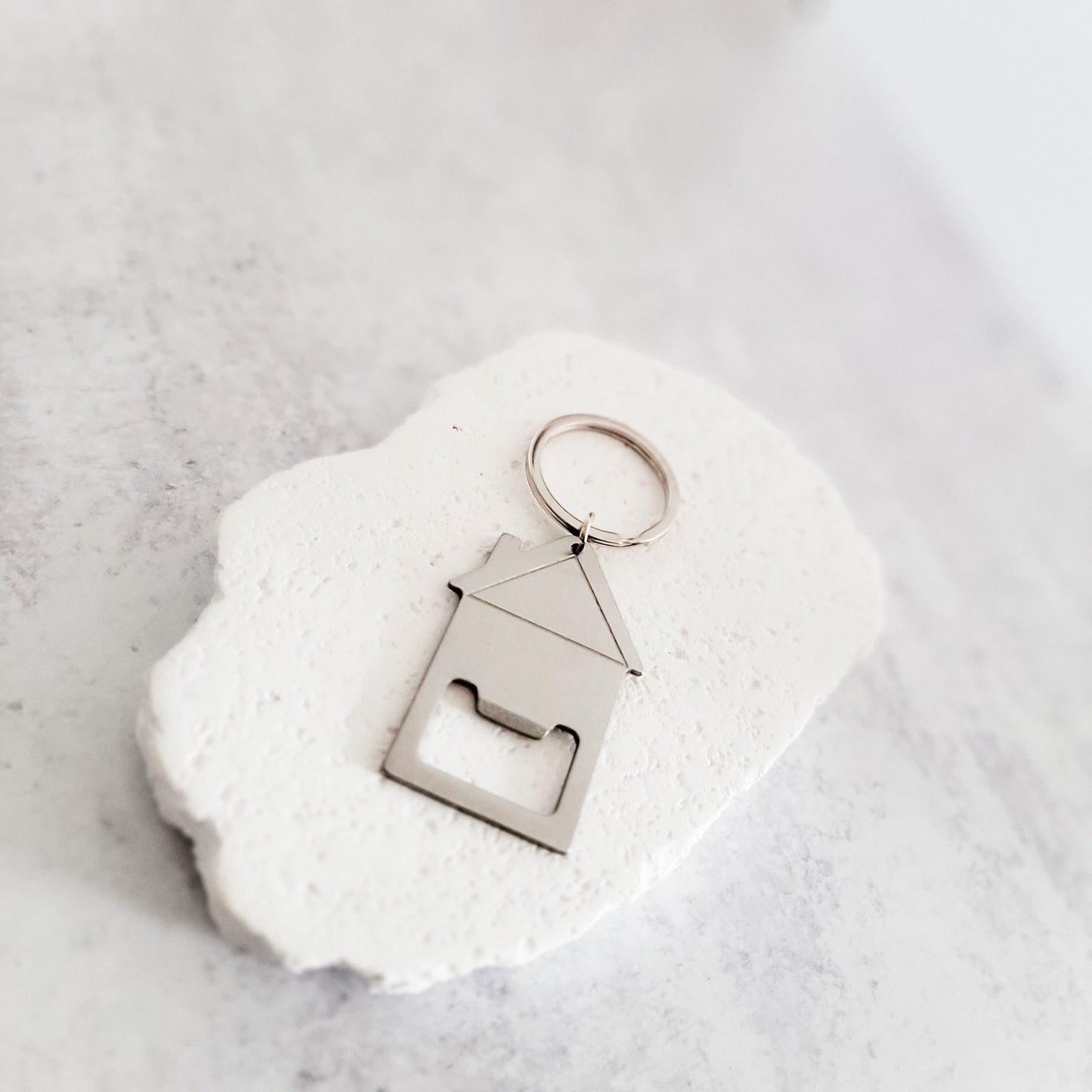 House Bottle Opener Keychain (Silver), 1 Piece Total, Metal Blank #34