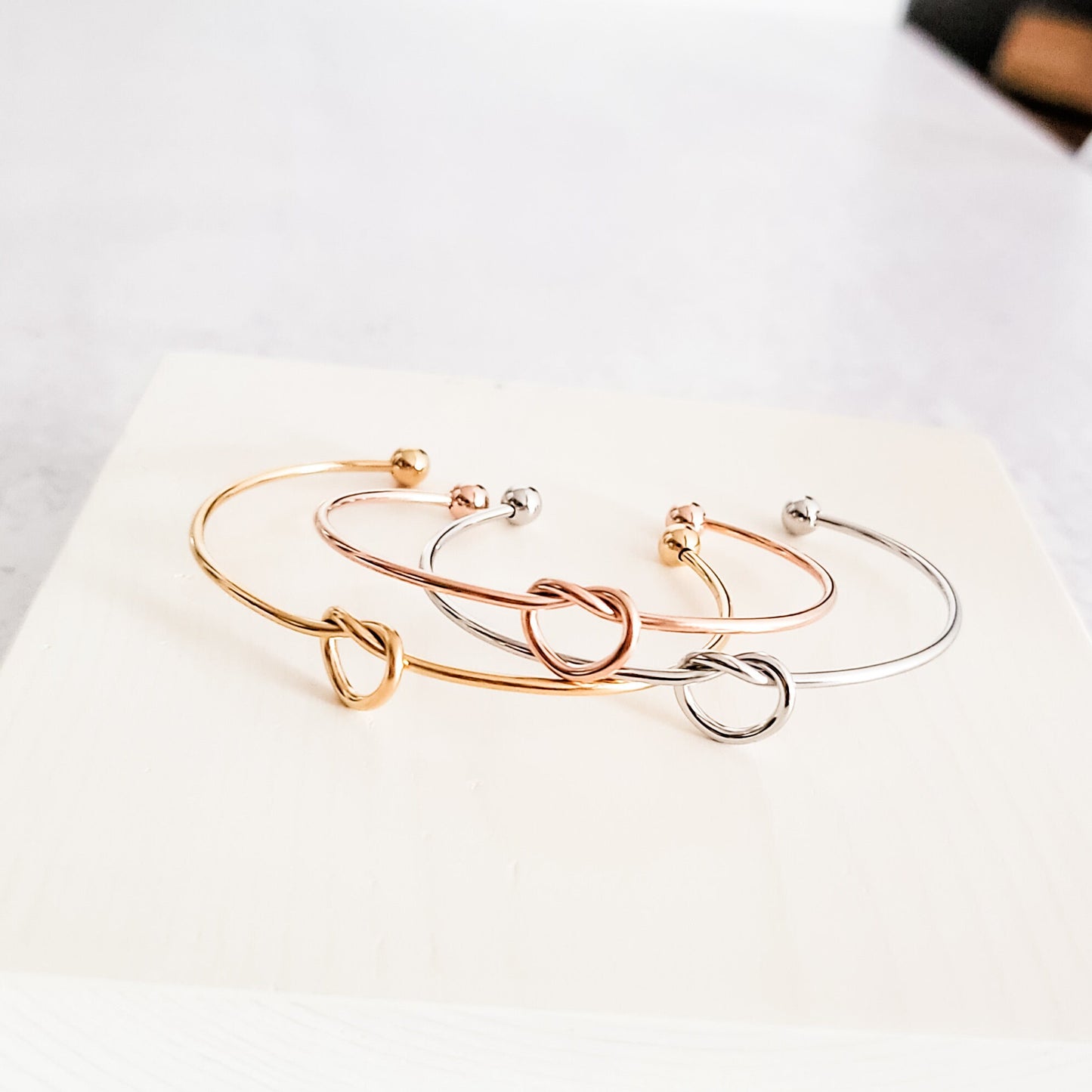 Knot Bangle Bracelet (Silver, Gold, or Rose Gold), 1 Total, Metal Blank #35