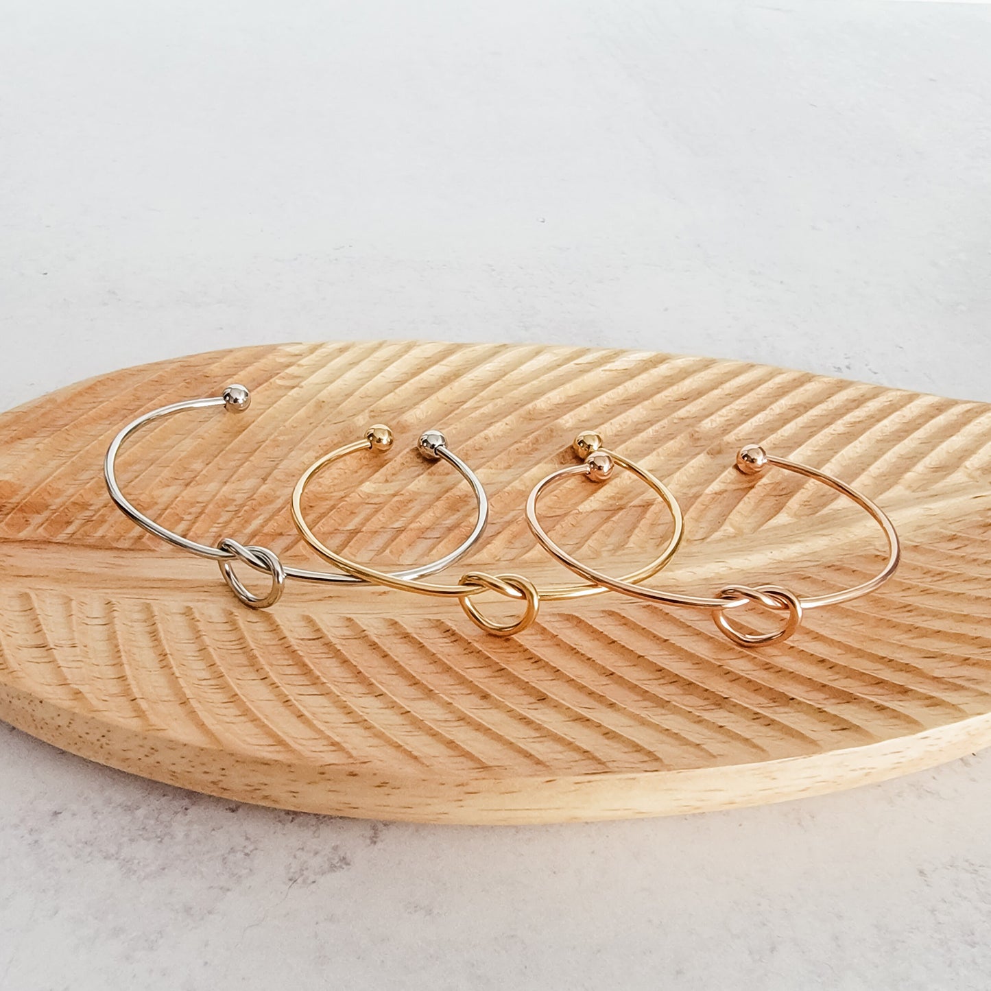 Knot Bangle Bracelet (Silver, Gold, or Rose Gold), 1 Total, Metal Blank #35