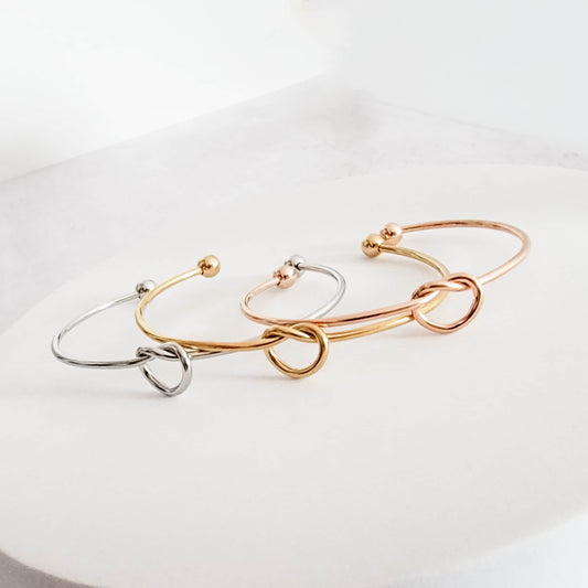 Knot Bangle Bracelet (Silver, Gold, or Rose Gold), 1 Total, Metal Blank #35
