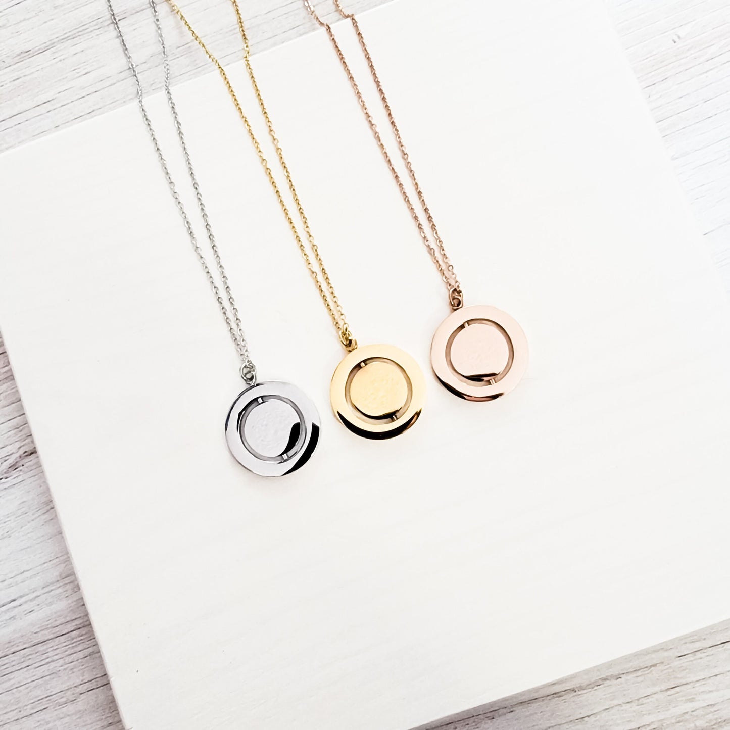 Rotating Circle Necklace (Silver, 14k Gold, or Rose Gold), 1 Total, Metal Blank #9