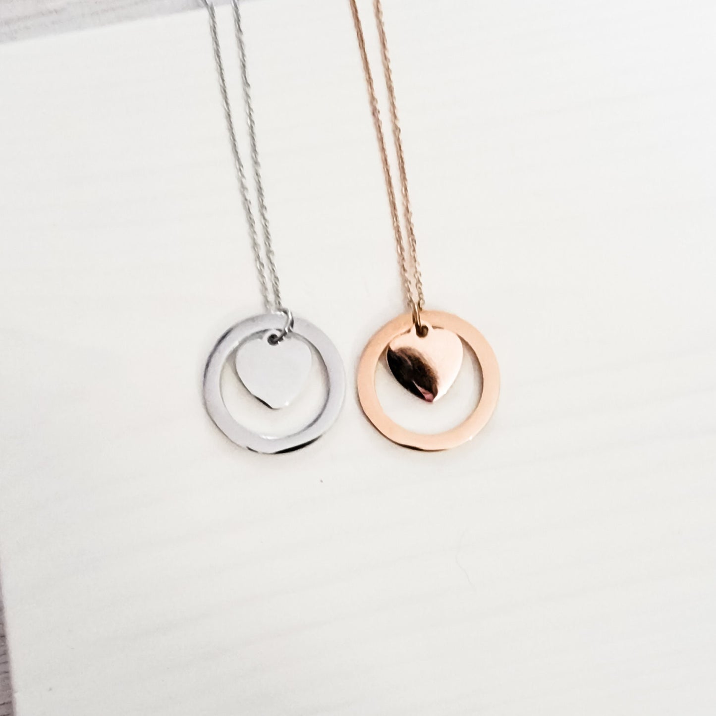 Encircled Heart Necklace (Silver or Gold), 1 Total, Metal Blank #25