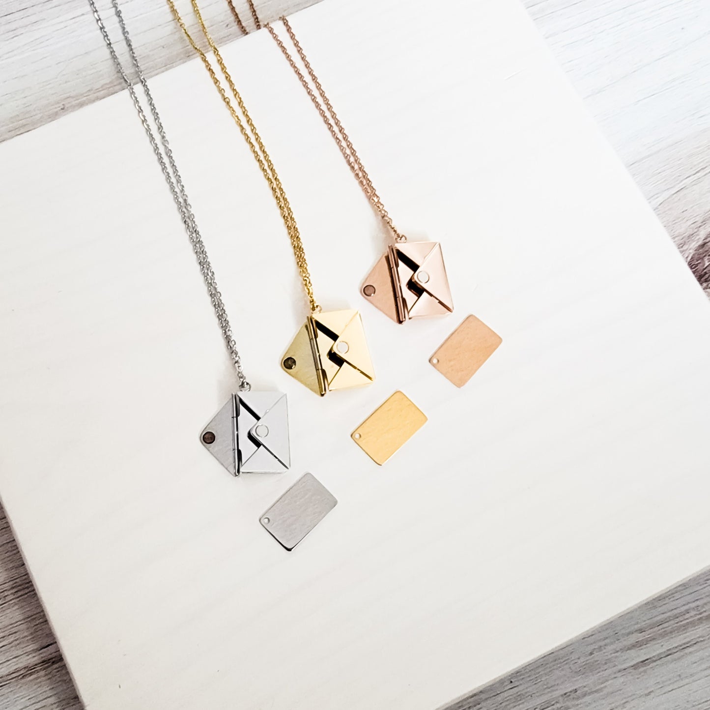 Secret Letter Necklace (Silver, Gold, Rose Gold, or Black) and Optional Extra Letters, 1 Total, Metal Blank #26