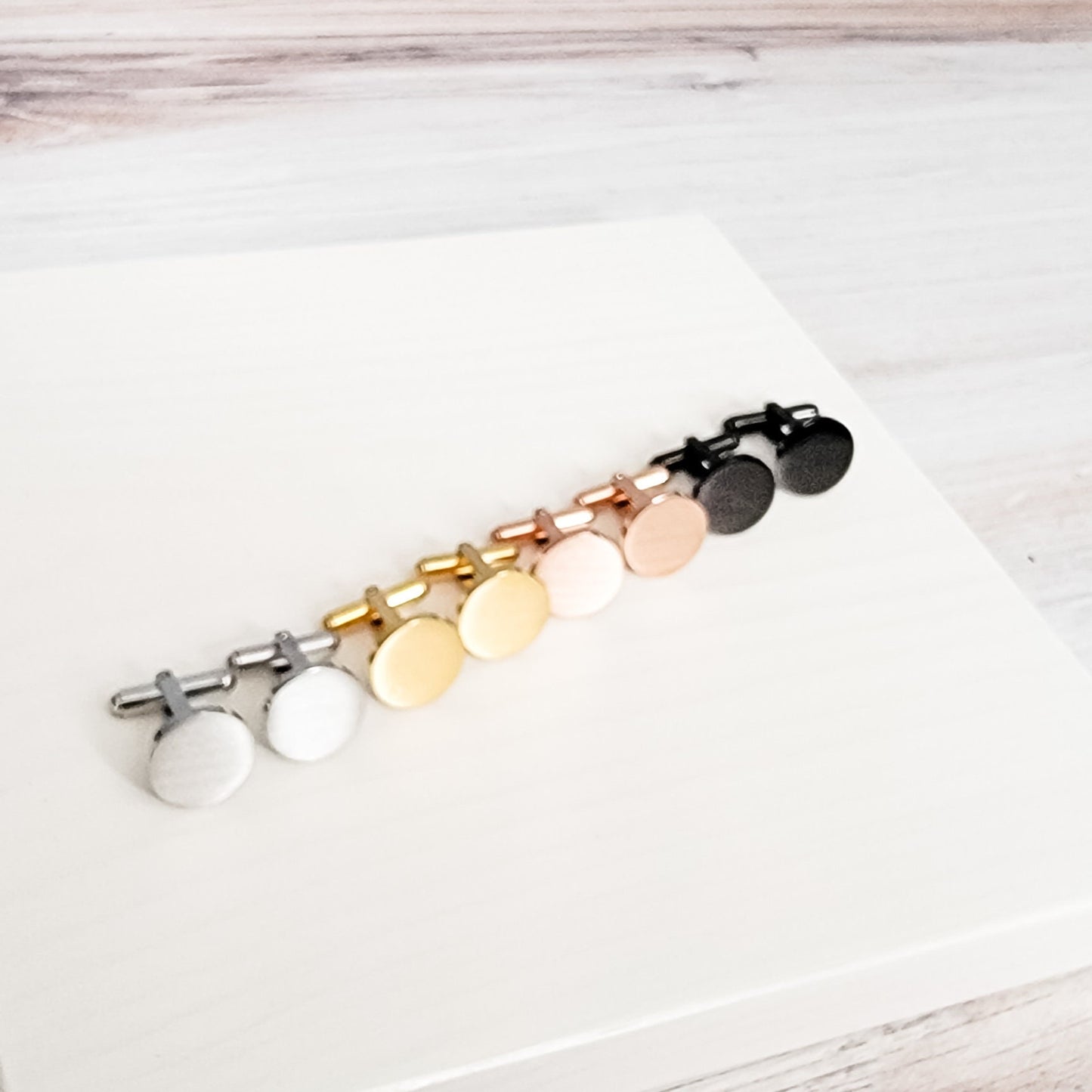 Round Cufflinks (Choice of Color), 1 Pair Total, Metal Blank #12