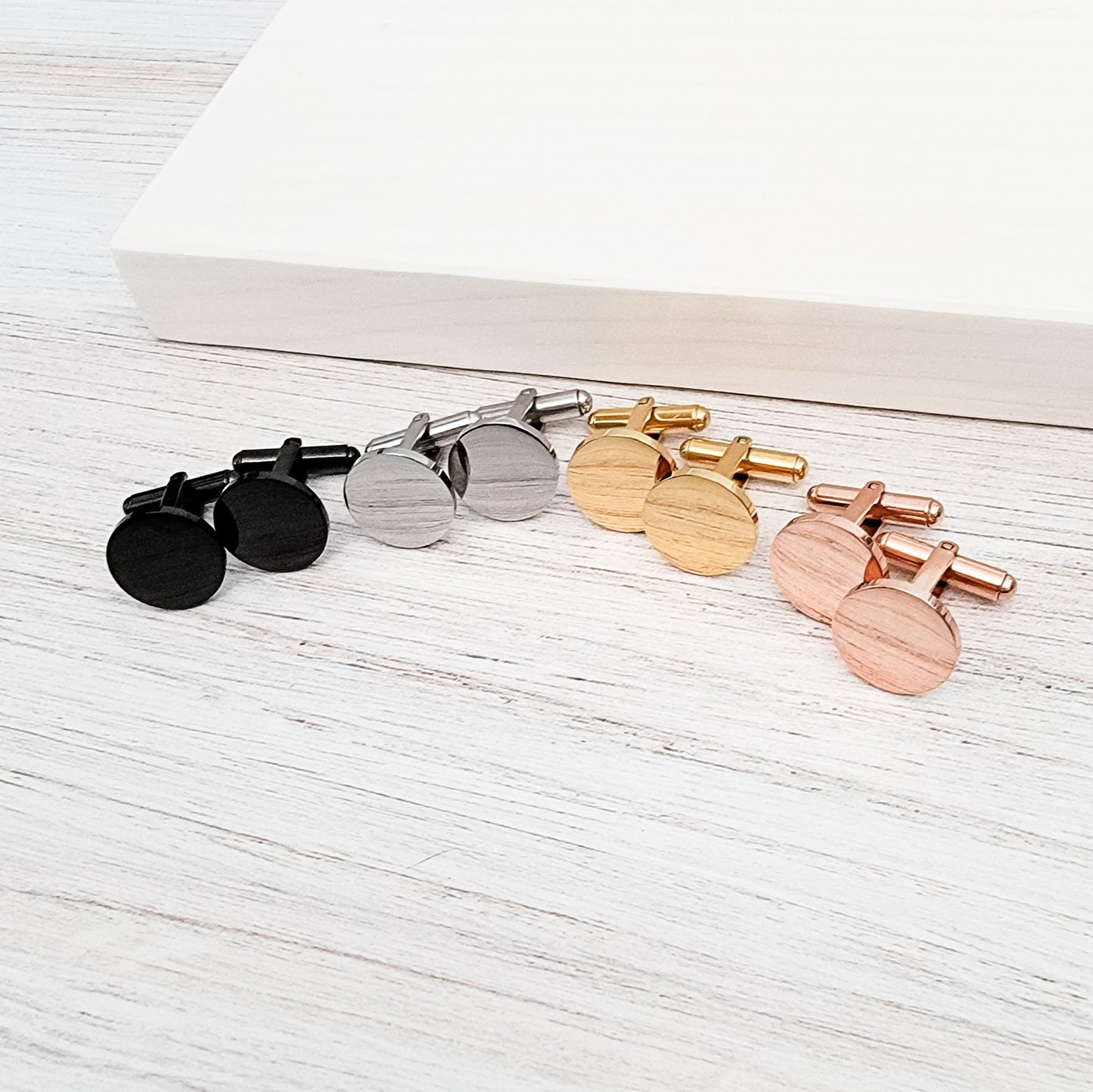 Round Cufflinks (Choice of Color), 1 Pair Total, Metal Blank #12