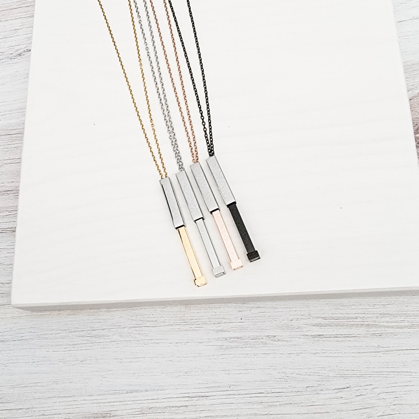 Hidden Message Bar Necklace (Gold/Silver, Silver/Silver, Rose Gold/Silver, or Black/Silver), 1 Total, Metal Blank #4