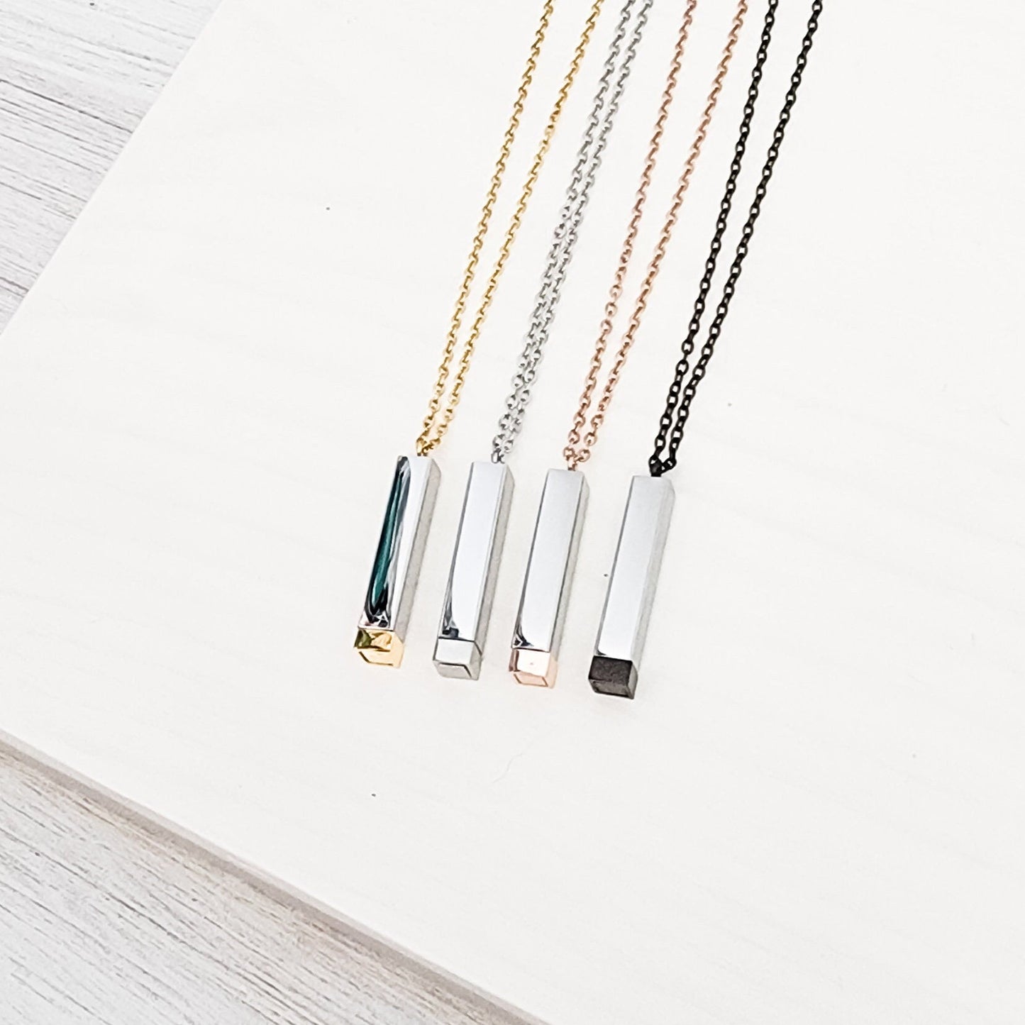 Hidden Message Bar Necklace (Gold/Silver, Silver/Silver, Rose Gold/Silver, or Black/Silver), 1 Total, Metal Blank #4