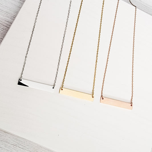 Medium Horizontal Bar Necklace (Silver, Gold, or Rose Gold), 1 Total, Metal Blank #29