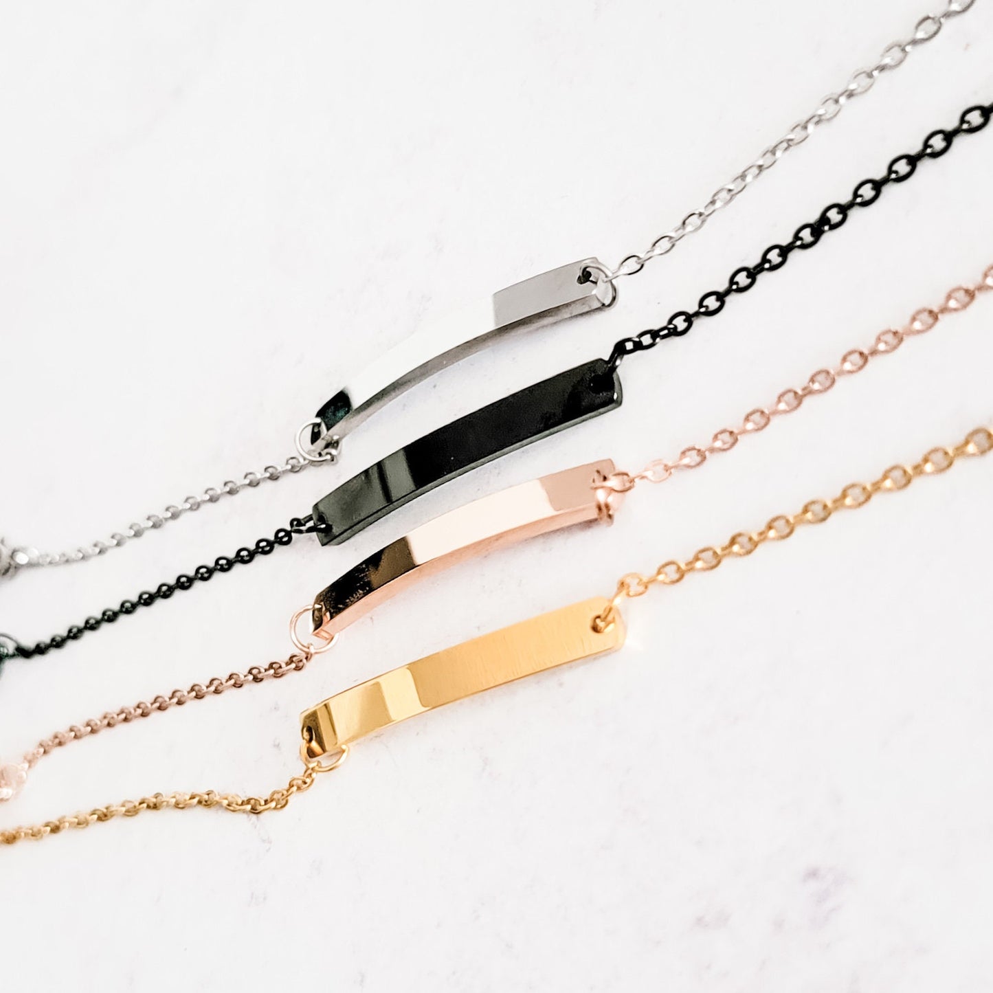 Horizontal Bar Cable Chain Bracelet (Silver, Gold, Rose Gold, or Black), 1 Total, Metal Blank #31