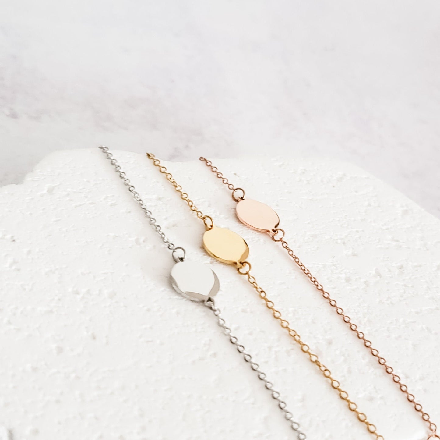 Round Charm Cable Chain Bracelet (Silver, Gold, or Rose Gold), 1 Total, Metal Blank #32