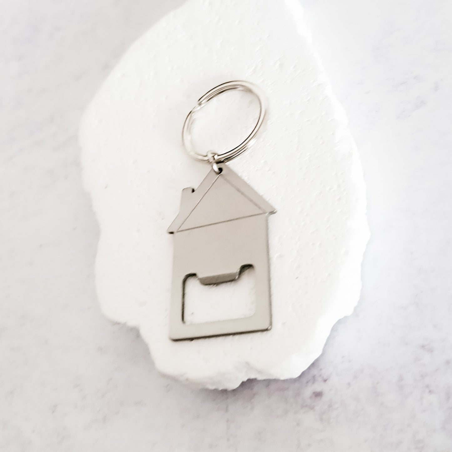 House Bottle Opener Keychain (Silver), 1 Piece Total, Metal Blank #34