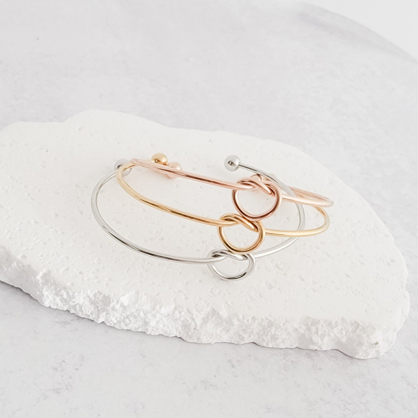 Knot Bangle Bracelet (Silver, Gold, or Rose Gold), 1 Total, Metal Blank #35