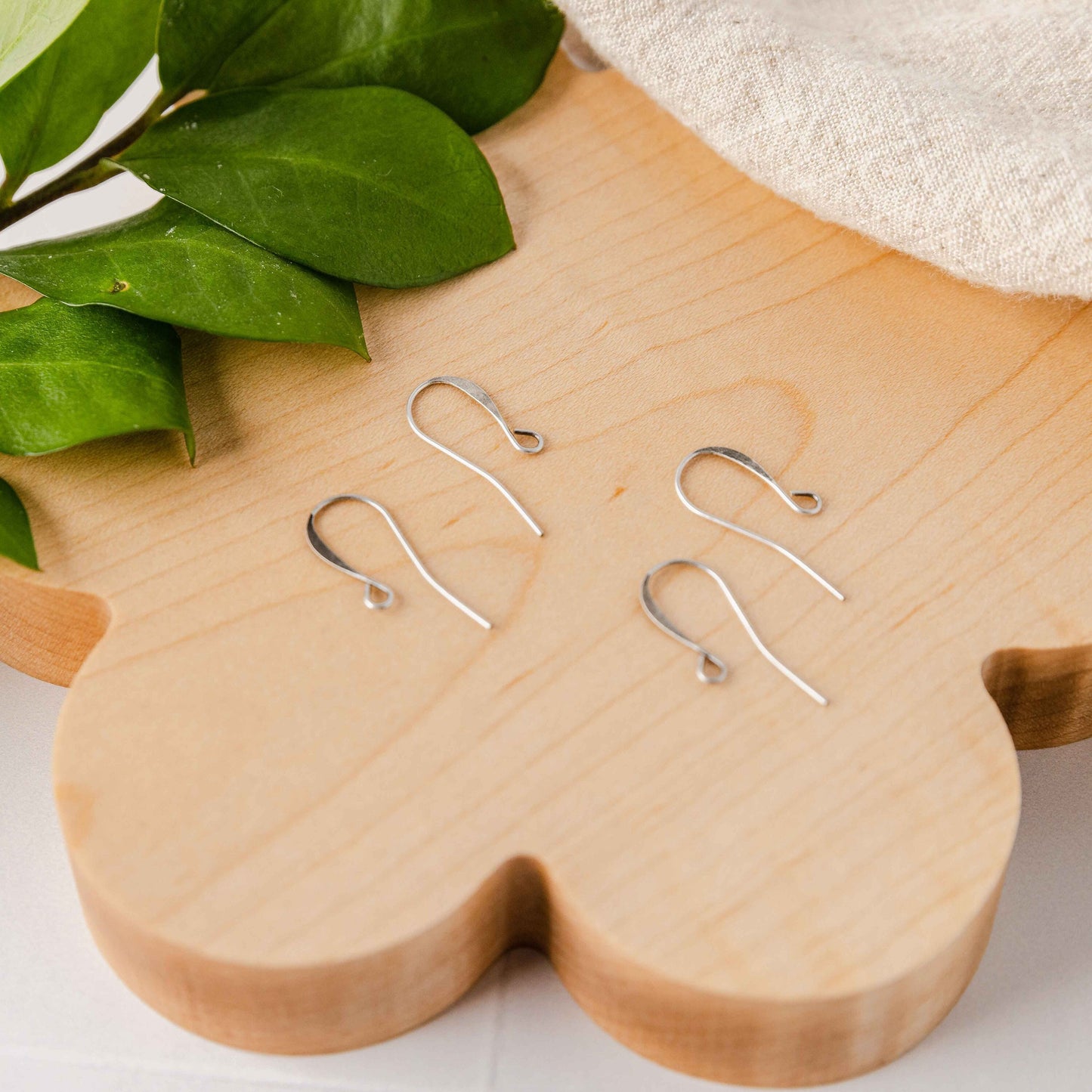 Bulk Antique Silver Plated Tall Elegant Hammered Ear Wires, 144 Pieces, Brass #3