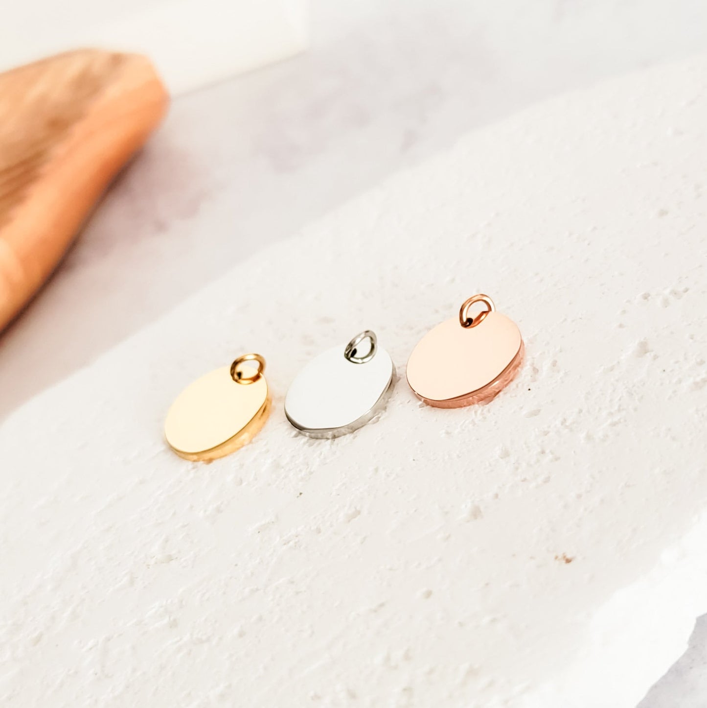 15mm Disc Necklace (Silver, Gold, or Rose Gold) and Optional Extra Discs, 1 Total, Metal Blank #44