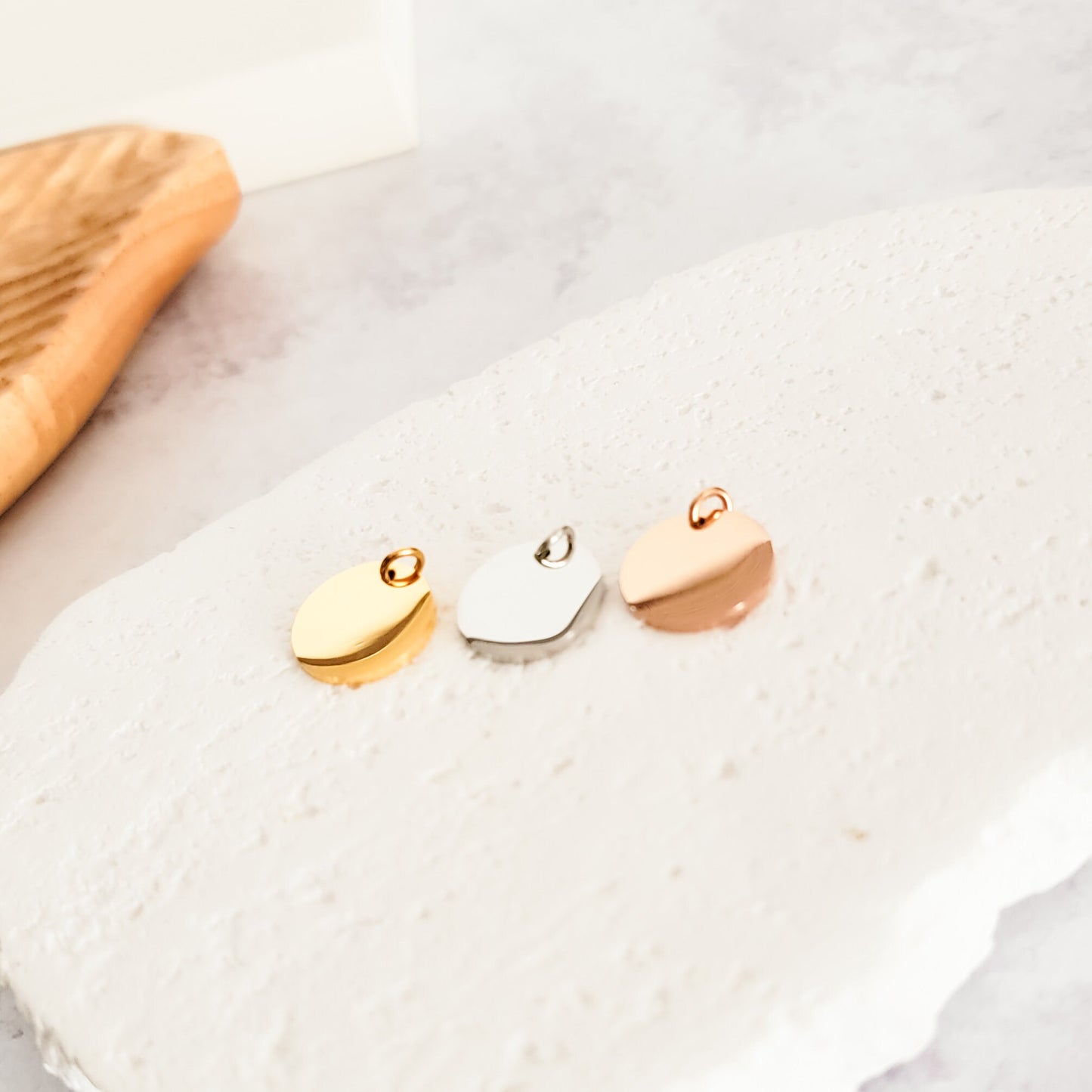 15mm Disc Necklace (Silver, Gold, or Rose Gold) and Optional Extra Discs, 1 Total, Metal Blank #44