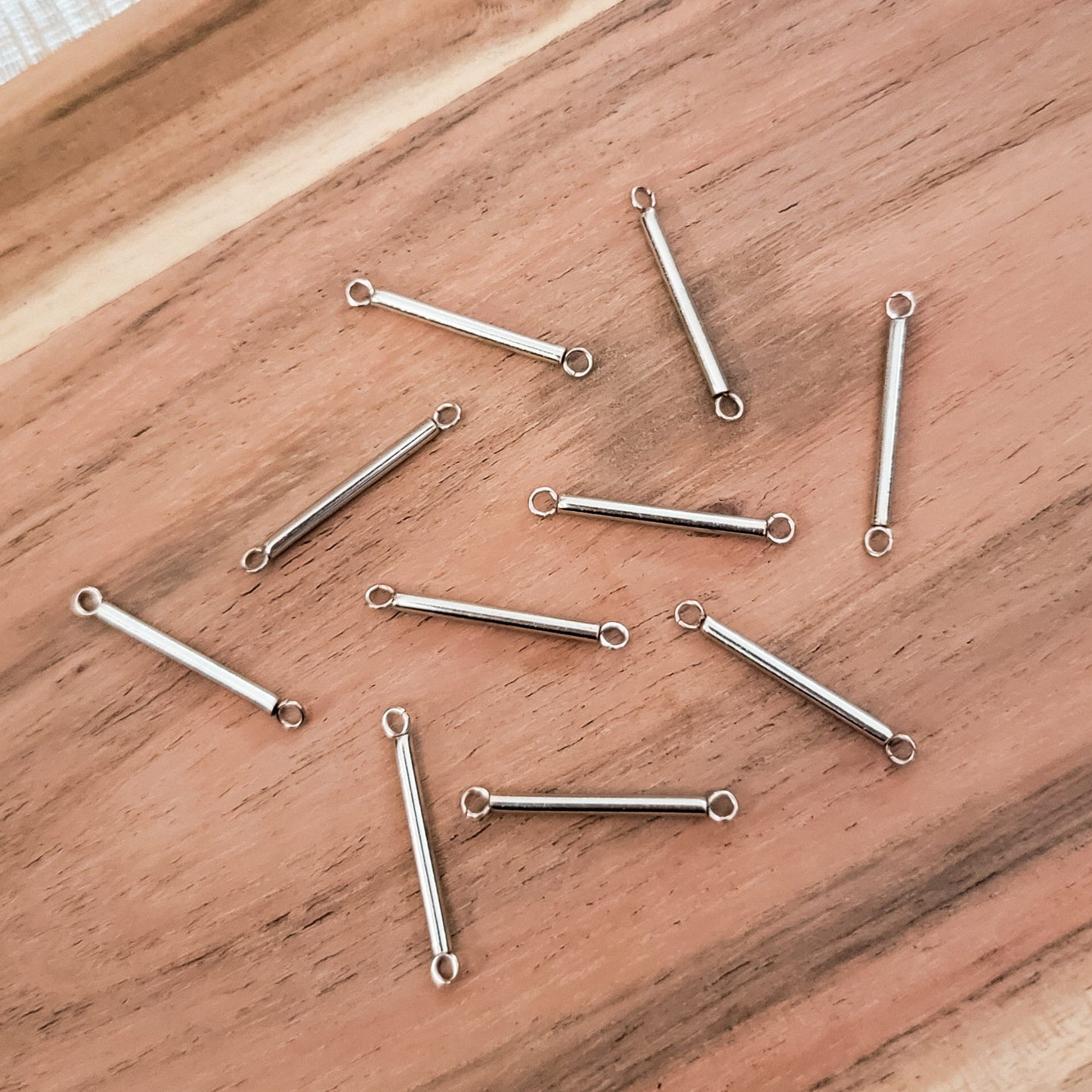 26mm Silver Stainless Steel Bar Link Connectors, 10 Pieces, Connector #95