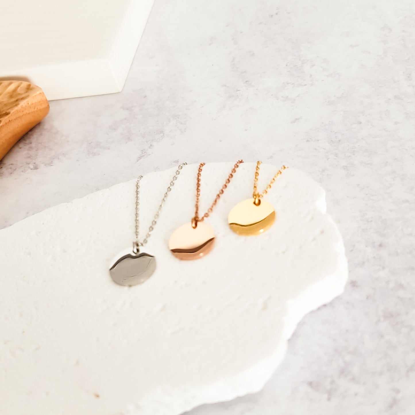 15mm Disc Necklace (Silver, Gold, or Rose Gold) and Optional Extra Discs, 1 Total, Metal Blank #44