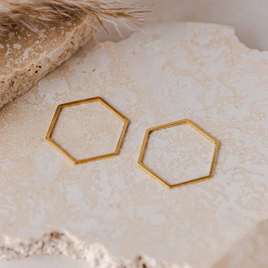 Gold Stainless Steel Hexagon Linking Rings (Smooth), 10 Pieces