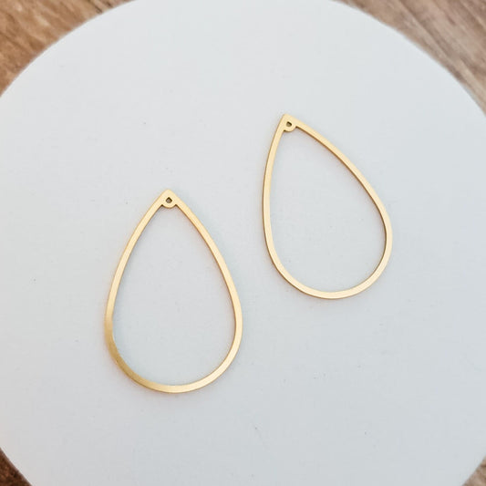 35mm Gold Stainless Steel Teardrop Linking Rings, 10 Pieces