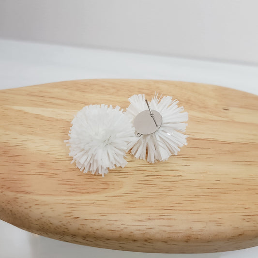 Opaque White Tinsel 30mm Large Stud Topper, 1 Pair