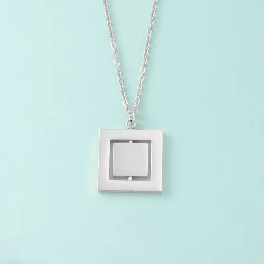 Rotating Square Necklace (Silver or 14k Gold), 1 Total, Metal Blank #46