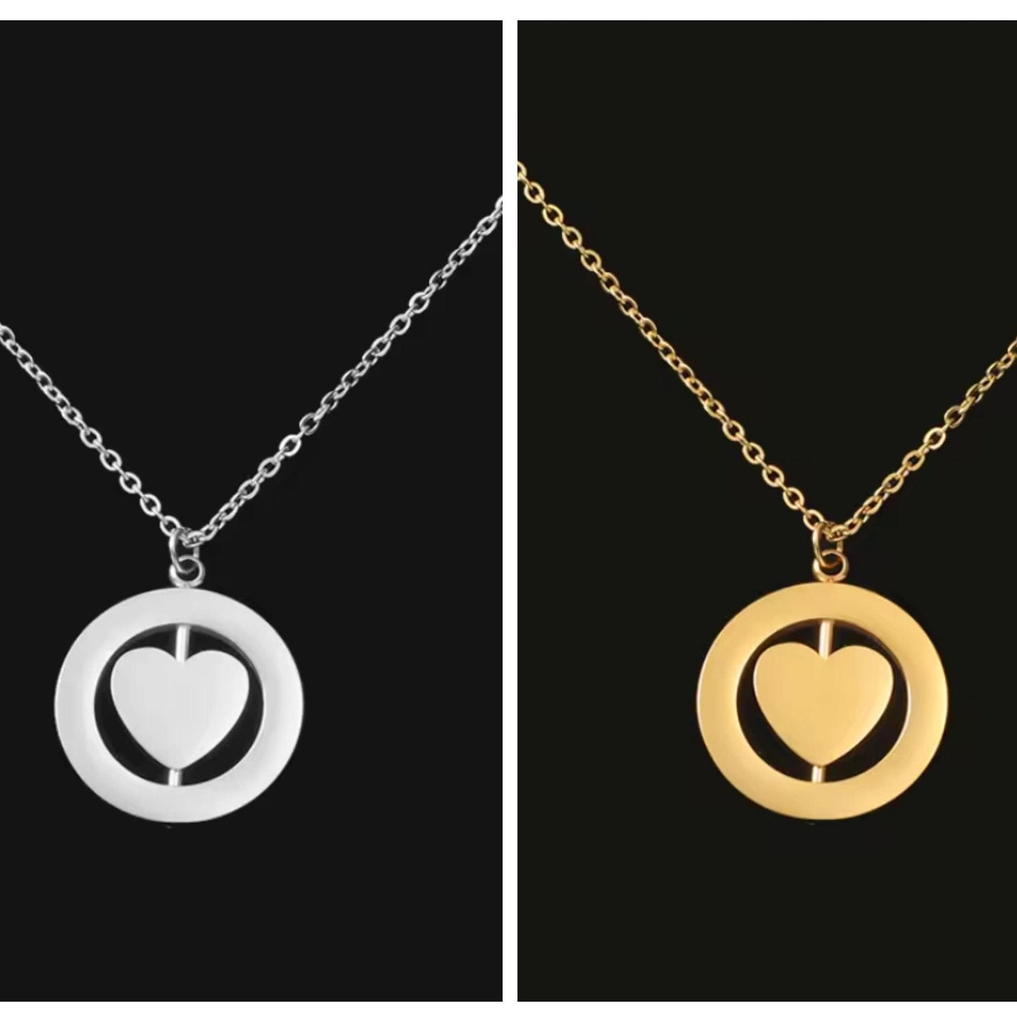 Rotating Heart Necklace (Silver or 14k Gold), 1 Total, Metal Blank #45