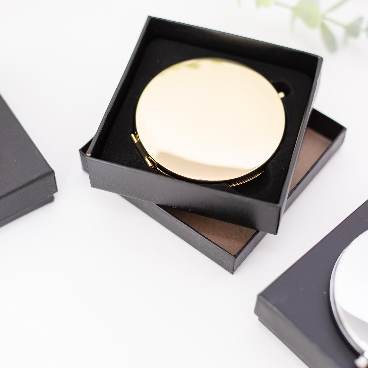 Elegant Compact Mirror (Gold, Silver, or Rose Gold), 1 Piece, Metal Blank #54