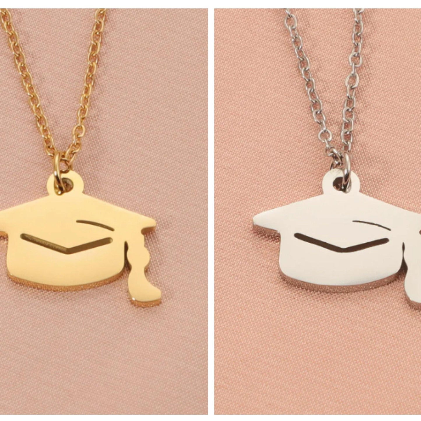 Graduation Cap Pendant Necklace (Silver or Gold), 1 Total, Metal Blank #61