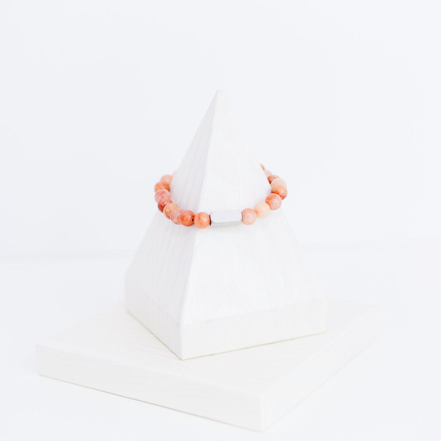 Beaded Stone Bracelet (Choose Turquoise, White Howlite, Tiger Eye, Pink Aventurine, or Rhodonite), 1 Total, Metal Blank #48