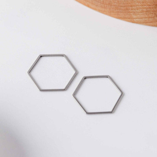 Silver Stainless Steel Hexagon Linking Rings (Smooth), 10 Pieces