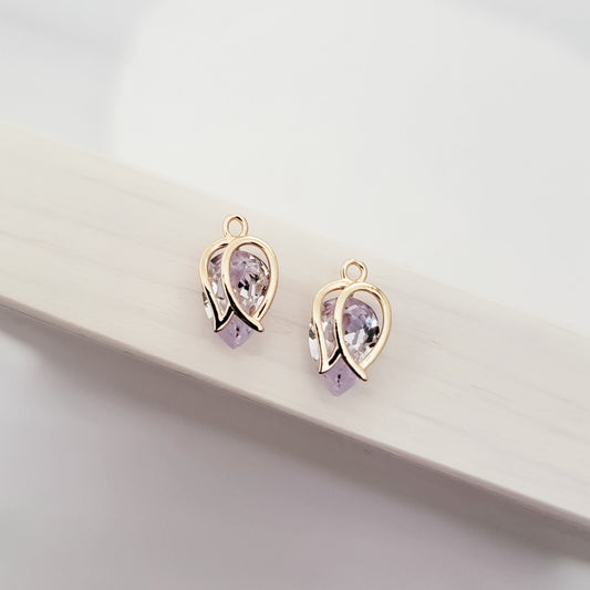 Gold Cubic Zirconia Tulip Charms, 10 Pieces