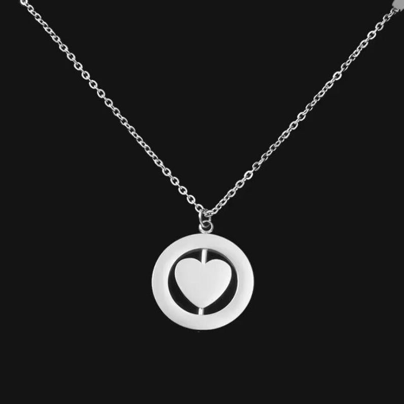 Rotating Heart Necklace (Silver or 14k Gold), 1 Total, Metal Blank #45